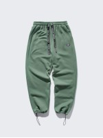 Men Patched Detail Drawstring Waist Pants