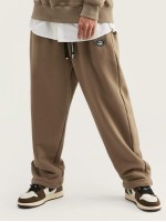 Men Patched Detail Drawstring Waist Pants