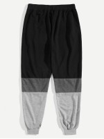 Men Cut And Sew Panel Drawstring Waist Pants