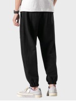 Men Solid Elastic Waist Sweatpants