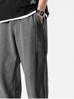 Men Solid Elastic Waist Sweatpants