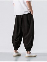 Men Drawstring Waist Harem Trousers