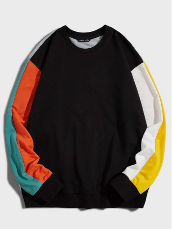 Men Color Block Drop Shoulder Sweatshirt