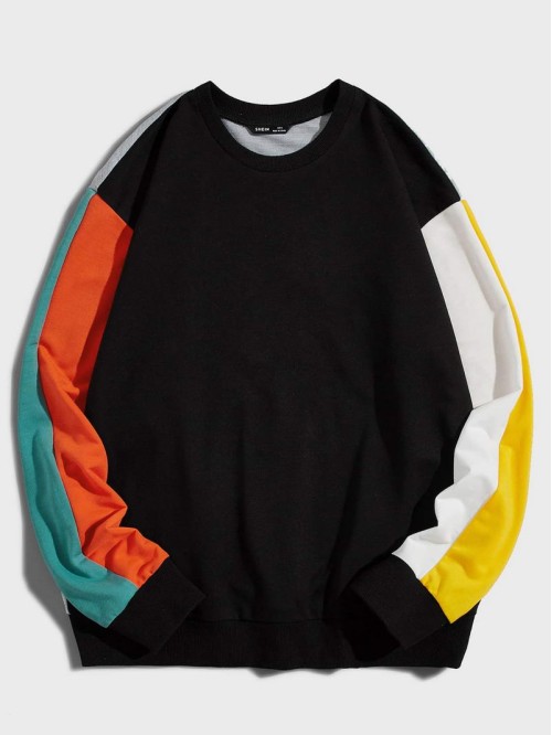 Men Color Block Drop Shoulder Sweatshirt