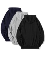 Men 3pcs Kangaroo Pocket Drawstring Hoodie