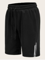 Men Side Stripe Drawstring Athletic Shorts