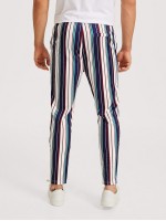 Men Drawstring Waist Slant Pocket Striped Trousers