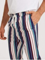 Men Drawstring Waist Slant Pocket Striped Trousers