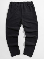 Men Drawstring Waist Straight Leg Trousers