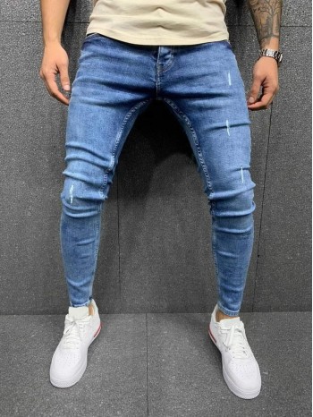 Men Ripped Slant Pocket Skinny Jeans