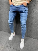 Men Ripped Slant Pocket Skinny Jeans