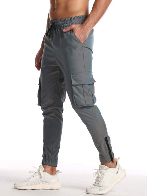 Men Flap Pocket Zip Hem Cargo Pants