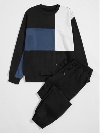 Men Color Block Sweatshirt & Sweatpants