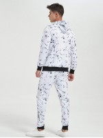 Men Marble Zip Up Hoodie & Sweatpants