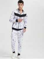 Men Marble Zip Up Hoodie & Sweatpants