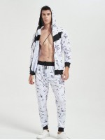 Men Marble Zip Up Hoodie & Sweatpants