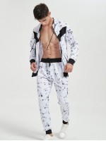 Men Marble Zip Up Hoodie & Sweatpants