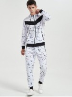 Men Marble Zip Up Hoodie & Sweatpants