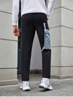 Men Contrast Flap Pocket Patched Trousers