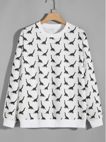 Men Allover Dinosaur Print Sweatshirt