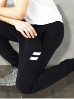 Men Varsity Striped Drawstring Joggers