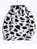 Men Cow Print Teddy Hoodie