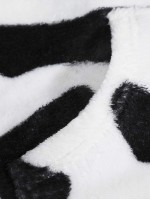 Men Cow Print Teddy Hoodie