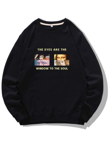 Men Figure & Slogan Graphic Sweatshirt