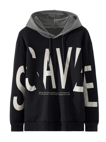 Men Slogan Graphic Drawstring Hoodie Without Shirt