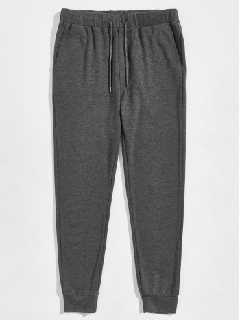 Men Drawstring Waist Solid Joggers