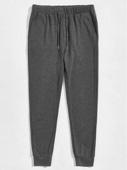 Men Drawstring Waist Solid Joggers