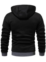 Men Contrast Panel Drawstring Hoodie