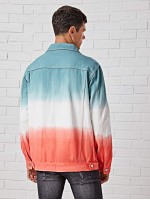 Men Colorblock Button Up Denim Jacket