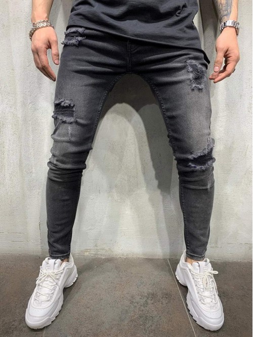 Men Ripped Pocket Detail Jeans