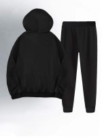 Men Slogan Graphic Hoodie & Drawstring Waist Sweatpants