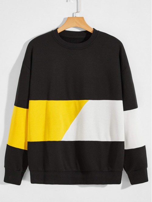 Men Cut And Sew Drop Shoulder Sweatshirt