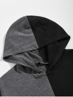 Men Color Block Drop Shoulder Hoodie