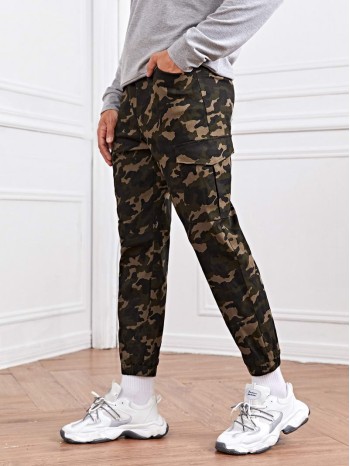 Men Flap Pocket Camo Cargo Pants