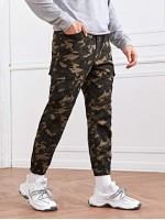 Men Flap Pocket Camo Cargo Pants