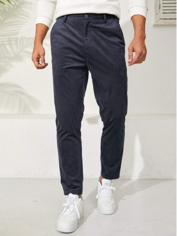 Men Button Fly Slant Pocket Corduroy Pants