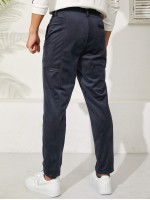 Men Button Fly Slant Pocket Corduroy Pants