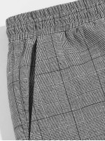 Men Chain Detail Slant Pocket Plaid Pants