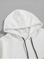 Men Color-block Kangaroo Pocket Drawstring Hoodie & Sweatpants