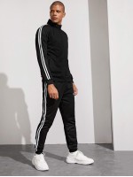 Men Side Stripe Zip Up Tracksuit