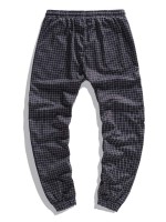 Men Drawstring Waist Plaid Pants