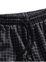 Men Drawstring Waist Plaid Pants