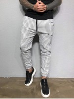 Men Drawstring Waist Plaid Pants