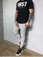 Men Drawstring Waist Plaid Pants