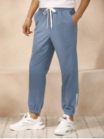 Men Contrast Panel Drawstring Sweatpants