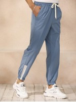 Men Contrast Panel Drawstring Sweatpants